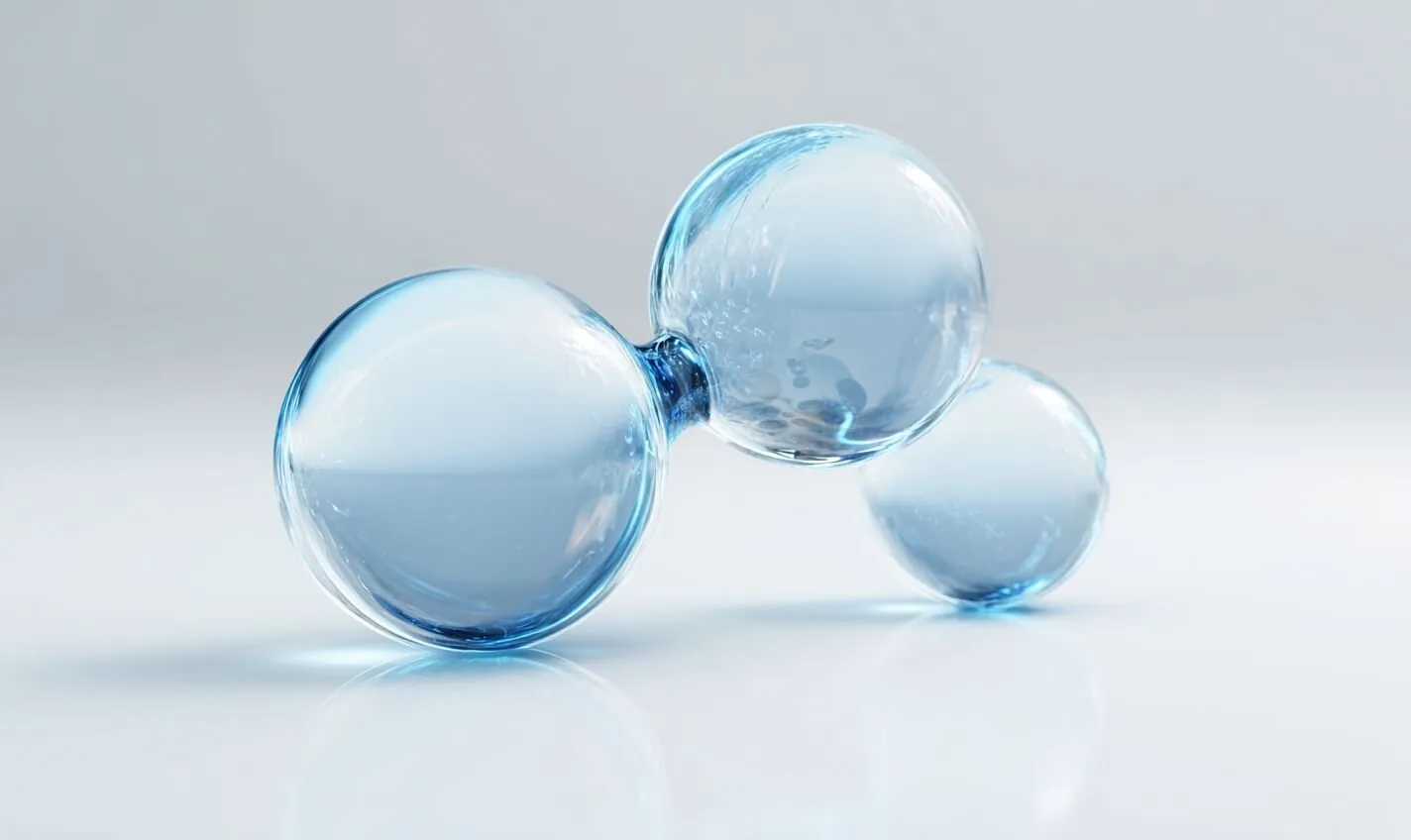 Clear glass spheres on a light background