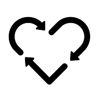 Heart-shaped recycling arrows icon