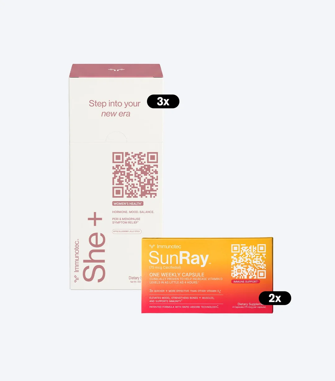 More Days Of Defense pack with three She+ boxes and two Sunray by Immunotec